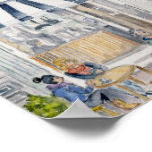 カフェインロンドンウォーターカラープリントポスター ポスター (角)