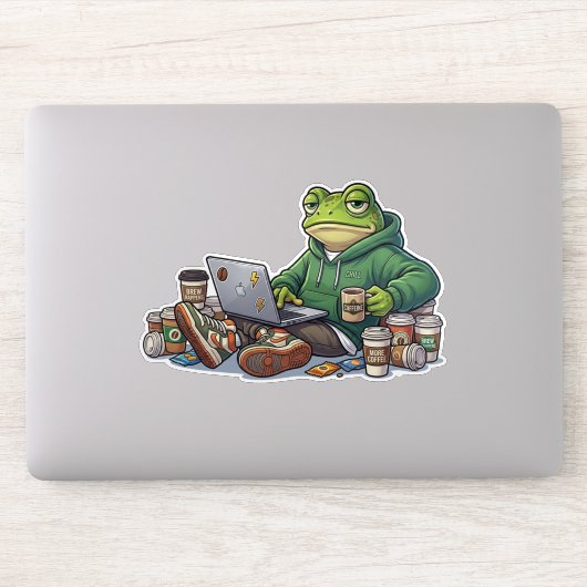 カフェイン中毒で疲れたカエル Meme シール (コンピューター)