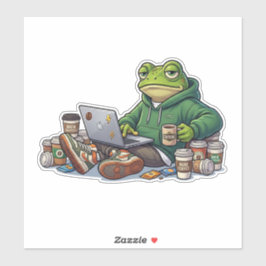 カフェイン中毒で疲れたカエル Meme シール