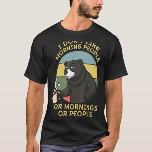 カフェイン中毒の動物園飼育員 コーヒー好き 動物好き クマ Tシャツ (正面)