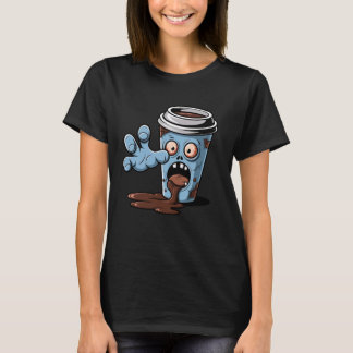 カフェイン中毒者のためのゾンビ コーヒー カップ カートゥーン Tシャツ