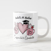 カフェイン入りとグラデーション付き名前 ジャンボコーヒーマグカップ (右)