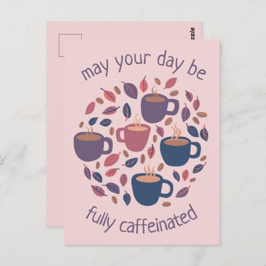 カフェイン入りの可愛いコーヒーの一日を楽カスタムしみたい ポストカード (正面/裏面)
