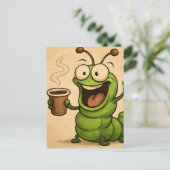 カフェイン入りキャタピラーの上のリアルな漫画スタイル ポストカード (スタンド正面)