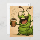 カフェイン入りキャタピラーの上のリアルな漫画スタイル ポストカード (正面/裏面)