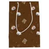 カフェイン入りワールド（パターン） ミディアムペーパーバッグ (正面)