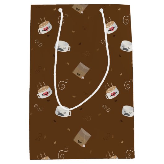 カフェイン入りワールド(パターン) ミディアムペーパーバッグ (正面)