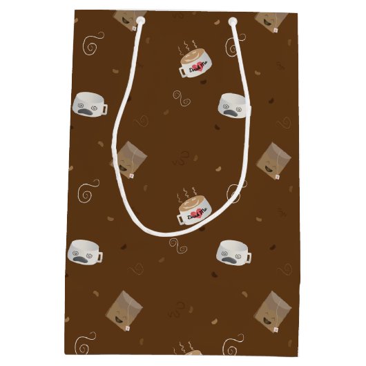 カフェイン入りワールド(パターン) ミディアムペーパーバッグ (裏面)