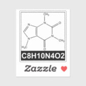 カフェイン分子の構造式 - C8H10N4O2 シール (シート)