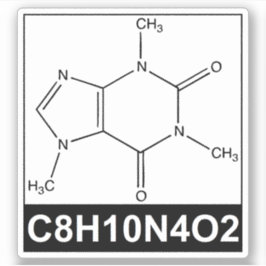 カフェイン分子の構造 – C8H10N4O2 シール