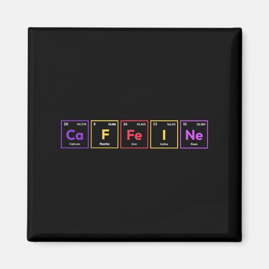 カフェイン分子コーヒー化学式化学薬品 マグネット (正面)