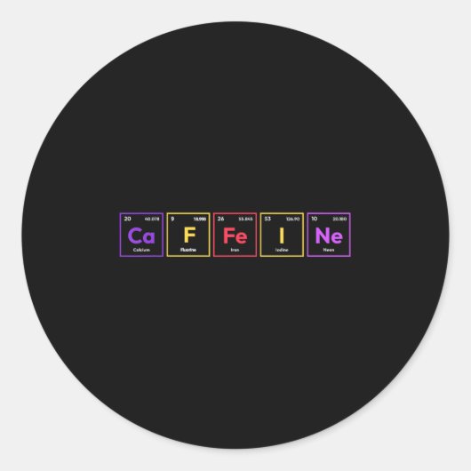 カフェイン分子コーヒー化学式化学薬品 ラウンドシール (正面)
