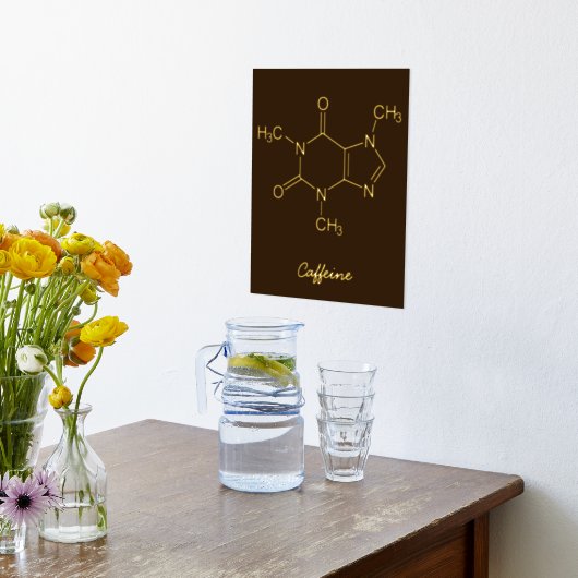 カフェイン分子コーヒー愛好家 箔ポスター (レイダウン (キッチン))