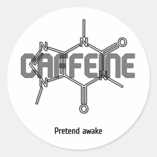 カフェイン分子ステッカー ラウンドシール (正面)