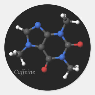 カフェイン分子モデルのシール ラウンドシール