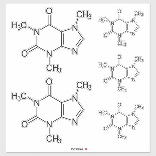 カフェイン分子化学コーヒー原子 シール (シート)