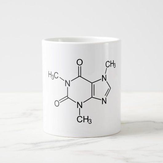 カフェイン分子化学コーヒー原子 ジャンボコーヒーマグカップ (正面)