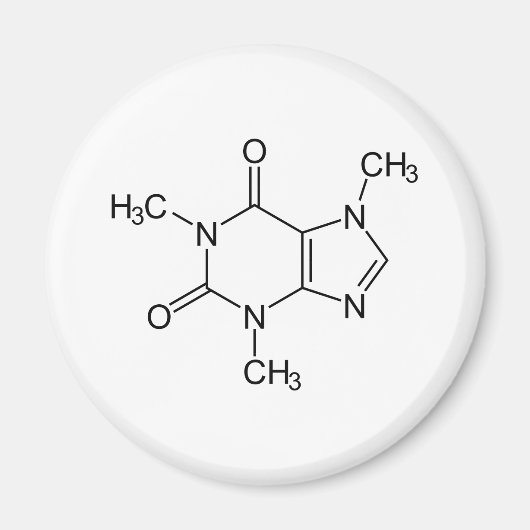 カフェイン分子化学コーヒー原子 マグネット (正面)