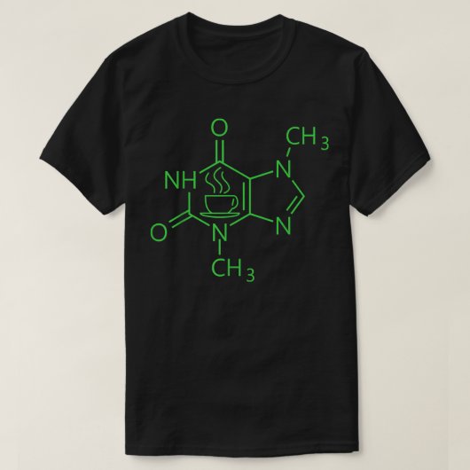 カフェイン分子化学コーヒー愛好家の化学 Tシャツ (デザイン正面)