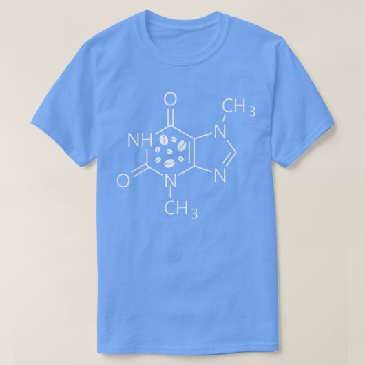 カフェイン分子化学コーヒー愛好家の化学 Tシャツ (デザイン正面)