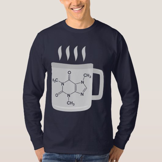 カフェイン分子化学元素 Tシャツ (正面)