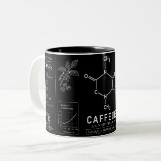 カフェイン分子式ホワイトラインアート ツートーンマグカップ