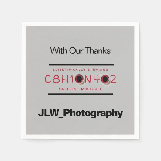 カフェイン分子式促進コーヒー スタンダードカクテルナプキン (正面)