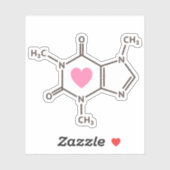 カフェイン分子構造とハート シール (シート)