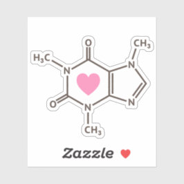 カフェイン分子構造とハート シール