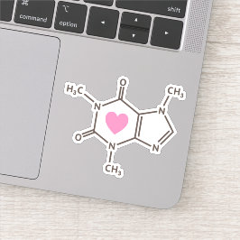 カフェイン分子構造とハート シール