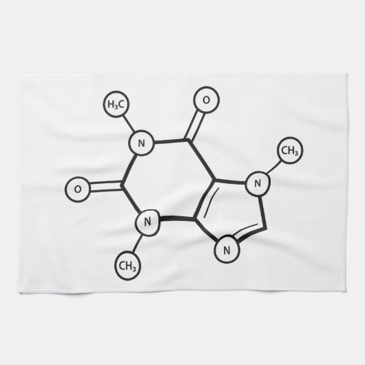 カフェイン分子構造 キッチンタオル (横)
