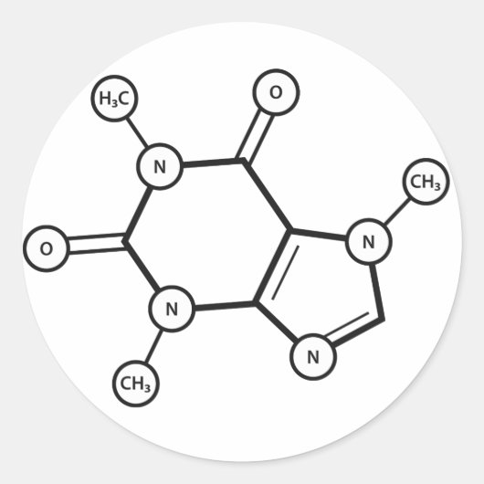 カフェイン分子構造 ラウンドシール (正面)