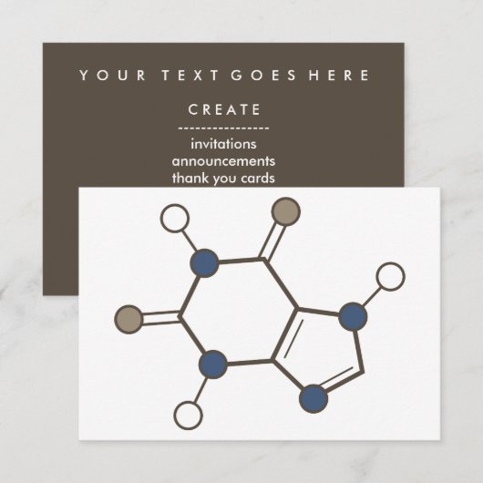 カフェイン分子構造 招待状 (正面/裏面)