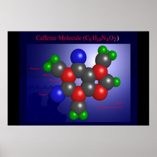 カフェイン分子(プリント) ポスター
