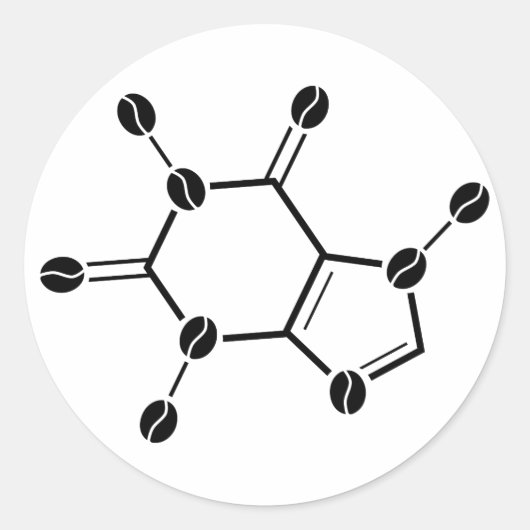 カフェイン分子 ラウンドシール (正面)