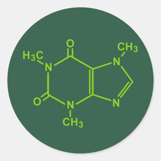 カフェイン分子 ラウンドシール (正面)