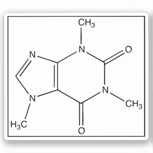 カフェイン分子（化学式） シール (正面)
