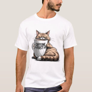 カフェイン初のTシャツ(猫好き・コーヒー好き) Tシャツ