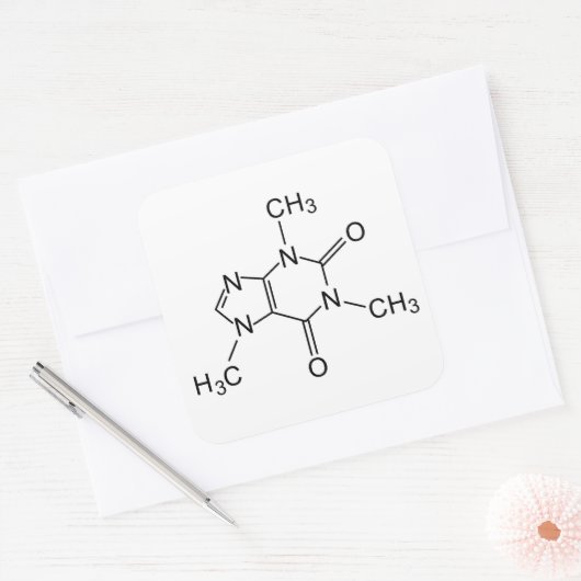 カフェイン化学式コーヒー化学元素 スクエアシール (封筒)
