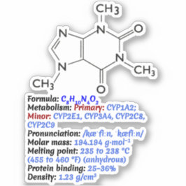 カフェイン化学式 – 分子構造 シール