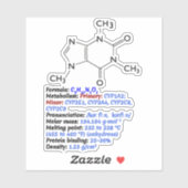 カフェイン化学式 – 分子構造 シール (シート)