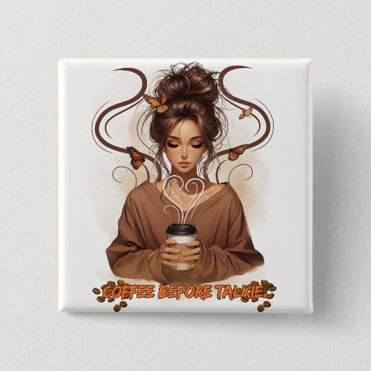 カフェイン女王 缶バッジ (正面)