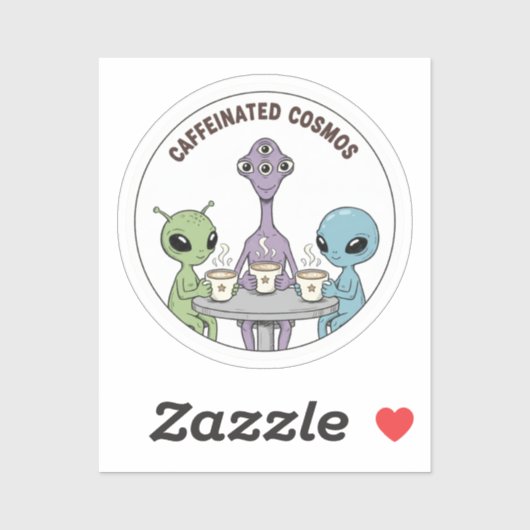 カフェイン宇宙人 コーヒー好きのためのかわいいエイリアン デザイン シール (シート)