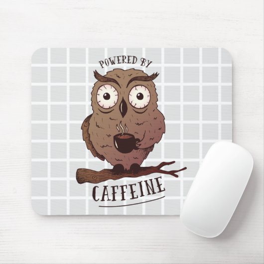 カフェイン梟格子マウスパッド マウスパッド (マウス)