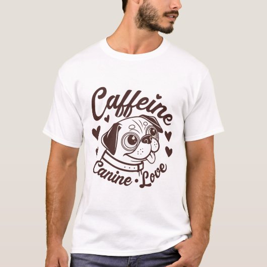 カフェイン犬ユニークのTシャツ好き Tシャツ (正面)