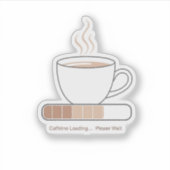 カフェイン読み込み中 - シンプルで面白いコーヒーラインアート シール (正面)