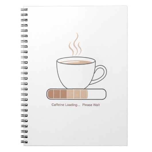 カフェイン読み込み中 - シンプルで面白いコーヒーラインアート ノートブック (正面)