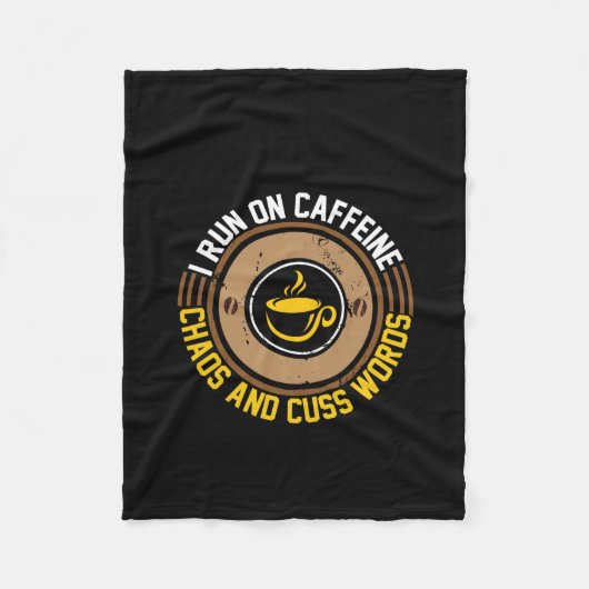 カフェイン走のコーヒーアート フリースブランケット (正面)