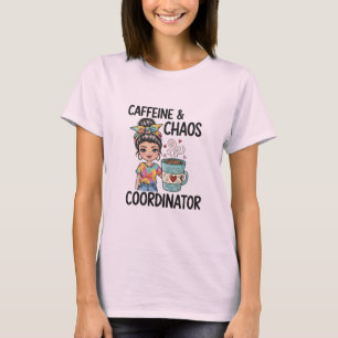 カフェイン&カオスクイーン – トレンディーコーヒーグラフィックティー Tシャツ