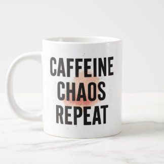カフェイン。カオス。リピート。 - ネオン・サイバーパンク・コーヒーM ジャンボコーヒーマグカップ